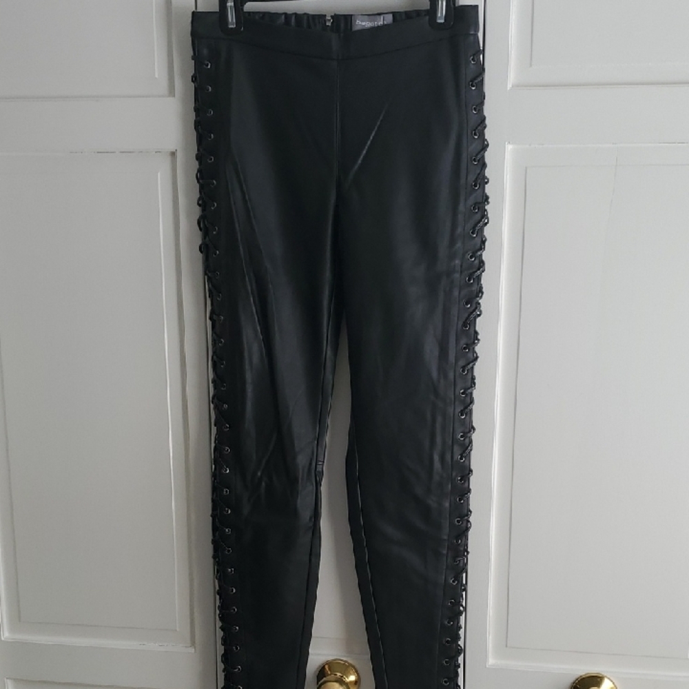 Bagatelle Laceup Faux Leather Pants